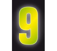 Self Adhesive Wheelie Bin Numbers 17cm - 9 - High Visibility Yellow