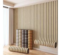 Self-Adhesive Wood-Look Wallpaper 2mm Thick Acoustic Panels Wood Wall 3D Effect Scandinavian Wood Panels Wood Wall Waterproof Peel and Stick Wall Panels for Living Room,Wood,6 Rolle 300x40cm