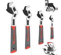 Self Adjusting Pipe Wrench,6" 8" 10" 12" Pipe Vise Micro 5 Wrench,Multifunctional Self-Locking Pipe Wrench Tool,3 Sides Teeth Self Locking Universal Adjustable Pipe Wrench Plumbers Wrench.(MIX-4PCS)