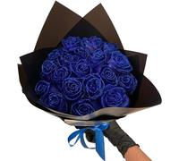 (Self-Assembly) Glitter Rose Bouquet Red Artificial Rose Flowers Bouquet Shiny Fake Roses Bouquet, DIY Bouquet Shiny Fake Rose Bouquet Love Gift, Love Gifts for Valentine's Day Gift (Blue, 30Pcs)