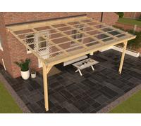Self-Assembly Lean-To Pergola Vista Kit With Clear Corrugated Roofing Sheets - Canopy Kit With Roofing Panels - 3.16X4.63M