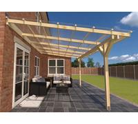 Self-Assembly Lean-To Pergola Vista Kit With Clear Corrugated Roofing Sheets - Canopy Kit With Roofing Panels - 5.12X1.83M
