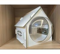 Self-Assembly Small Cat House for Indoor Use with Magnetic Door, Clear Acrylic Window, and Observation Dome, Heavyweight Stable Design 51x40x52cm for Pets Under 15 Pounds