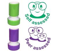 Self Assessed & Peer Assessed Smiley Face Design Self-Inking Teacher Stamps, Reinkable. 22mm*