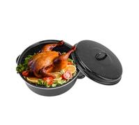 Self Basting Enamel Roaster, Multi Use Granite Roasting Pan with Rack Dutch Oven with Lid Basting Roaster Tin Roaster Pot Casserole Dish for Baking, Roasting, Turkey(26cm)