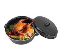 Self Basting Enamel Roaster, Multi Use Granite Roasting Pan with Rack Dutch Oven with Lid Basting Roaster Tin Roaster Pot Casserole Dish for Baking, Roasting, Turkey(28cm)