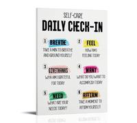 Self Care Check In Mental Health Canvas Wall Art Posters: Aesthetic Prints for Bedroom, Dorm Room Decor 20x30inch(50x75cm)