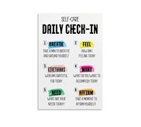 Self Care Check In Mental Health Canvas Wall Art Posters: Aesthetic Prints for Bedroom, Dorm Room Decor 16x24inch(40x60cm)