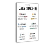 Self-care Daily Checklist Challenging Negative Thoughts Mindfulness Mental Health Canvas Poster Wall Art Decor Print Picture Paintings for Living Room Bedroom Decoration 12x18inch(30x45cm)