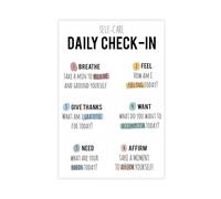 Self-care Daily Checklist Challenging Negative Thoughts Mindfulness Mental Health Canvas Poster Wall Art Decor Print Picture Paintings for Living Room Bedroom Decoration 12x18inch(30x45cm)