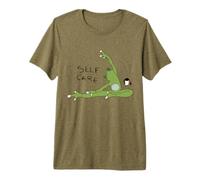 Self Care Frog Doing Yoga with Tea Premium T-Shirt