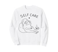 Self Care Frog Spa Relaxation Cute Cozy Wellness Humor Art Sweatshirt
