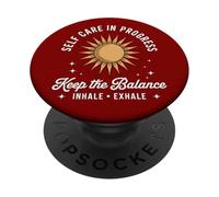 Self Care In Progress Inhale Exhale Retro Sun Aesthetic PopSockets Adhesive PopGrip