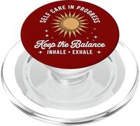 Self Care In Progress Inhale Exhale Retro Sun Aesthetic PopSockets PopGrip for MagSafe