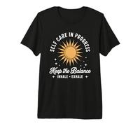 Self Care in Progress Inhale Exhale Retro Sun Aesthetic Premium T-Shirt