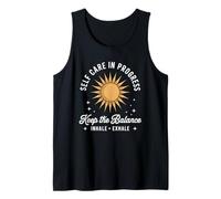 Self Care in Progress Inhale Exhale Retro Sun Aesthetic Tank Top