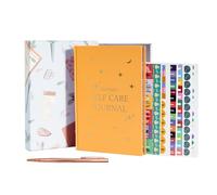 Self Care Journal, A5 Self-love Daily Journal Guided Self Discovery Log with 6 Sticker, Mental Health Personal Development Self-care Planner for Reflection Self-help Gratitude Mindfulness (Orange)