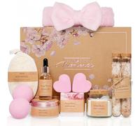 Self Care Moments Pamper Gifts for Women with Cherry Blossom - 12 Piece Luxury Spa Gift Set for Mum - Relaxation Gifts for Women - Pamper Hamper Bath Set - Vegan & Cruelty Free Self Care Kit