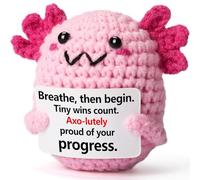 Self-Care Motivation - Mini Crochet Axolotl Plush with Story Card, Handmade Teen Girl Gift Trendy Stuff, Positive Micro Wins, Office Dorm Desk Decor, Pink Kawaii Stocking Stuffers