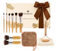 Self Care Unique Organic Spa Set for Teens, Women - Eco Friendly Box with Bamboo Makeup Brush, Wooden Jade Roller & Soft Face Towel - Natural Vegan Gift Box for Birthdays, Holidays & Relaxing Spa Day