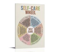 Self Care Wheel Affirmation Canvas Wall Art Posters: Aesthetic Prints for Bedroom, Dorm Room Decor 08x12inch(20x30cm)
