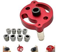 Self Centering Dowel Jig, Dowel Jig Kit 2/3/4/5/6/8/10mm, Joints Hole Drill Positioner Locator, Self Center Dowel Jig, Handheld Drill Guide (Red-2)