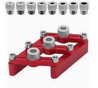 Self Centering Dowel Jig for Woodworking, Aluminum Alloy Pocket Hole Drilling Locator Tool with Drill Sleeves, 3-10mm Adjustable Diameter, Clamps 15-45mm Boards