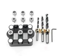 Self Centering Doweling Jig with 6mm 10mm Drill Sleeves, Hole Drill Guide for Woodworking, Adjustable Locator Tool, for Orange Black