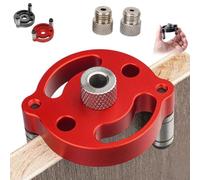 Self-Centering Doweling Jig, Wood Working Tools and Accessories, Self Center Dowel Jig Handheld Drill Guide for Straight Holes Wood Panel Hole Puncher Locator Woodworking Joints Tool (Red+3)