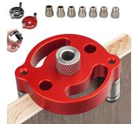 Self-Centering Doweling Jig, Wood Working Tools and Accessories, Self Center Dowel Jig Handheld Drill Guide for Straight Holes Wood Panel Hole Puncher Locator Woodworking Joints Tool (Red+8)