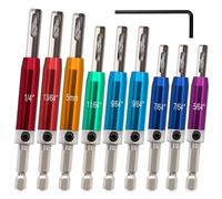Self Centering Drill Bit Set 1/4" Hex Shank Bit, 5/64" to 1/4" Center Drill Bit Set Custom Colorful Hinge Drill Bit Set for Metal Wood Cabinet Door Window Aluminum Copper Stainless Steel