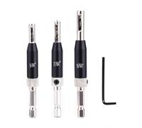 Self-Centering Hinge Drill Bit Set for Door and Cabinet Installation - 3-Piece High-Speed Steel Pilot Hole Bits (5/64", 7/64", 9/64") with Hex Wrench