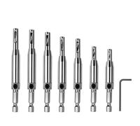 Self Centering Hinge Tapper Core Drill Bit Set for Opening Hole-7 Sizes with 1 Hex Key for Woodworking Window Door Hinge