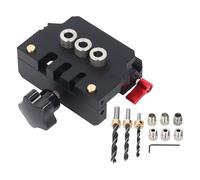 Self Centering Patchwork Doweling Jig, Woodworking Dowel Drill Guide, Aluminum Alloy Portable Wood Dowel Punch Locator with Fine Scale for Accurate Drilling on Boards 12-26mm