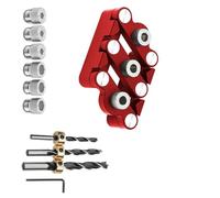 Self Centering Wood Drill Jig, Aluminum Alloy Multi-Hole Dowel Gauge Self Centering Punch Locator Adjustable Wood Drill Guide Multi Hole Positioning Jig for Precise Alignment and Positioning