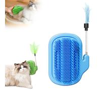 Self-Cleaning Cat Grooming Station with Interactive Toy - Silicone Wall Mount Brush Reduces Shedding & Hairballs for Indoor Cats, 33cm Stress-Free Grooming