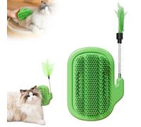 Self-Cleaning Cat Grooming Station with Interactive Toy - Silicone Wall Mount Brush Reduces Shedding & Hairballs for Indoor Cats, 33cm Stress-Free Grooming