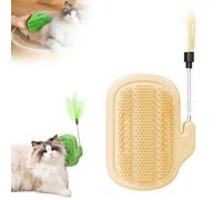Self-Cleaning Cat Grooming Station with Interactive Toy - Silicone Wall Mount Brush Reduces Shedding & Hairballs for Indoor Cats, 33cm Stress-Free Grooming