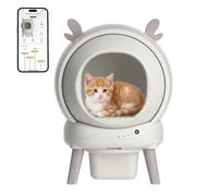 Self Cleaning Cat Litter Box, 65L Automatic Litter Tray with 9 Safety Sensors & App Control, Smart Anti-Pinch Robot, Large Enclosed Toilet for Multiple Cats, Odor Control, White