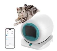 Self Cleaning Cat Litter Box, Automatic App Control, Smart Robot Litter Tray for Multiple Cats, Grey
