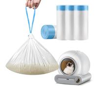 Self-Cleaning Cat Litter Box, Litter Bags With Drawstring Handles,Waste Drawer Liners Bags Replacement Compatible, Scratch Resistant Durable, Suit For Automatic Litters Trays(4 Rolls 60 Count)