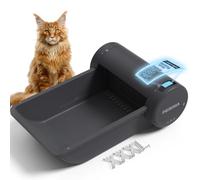 Self Cleaning Cat Litter Box,Open Top Automatic Litter Box for Multiple Cats，Extra Large Space and Low Noise,Multiple Security Protections,Ozone Deodorization,Including Biodegradable Waste Bags,Gray