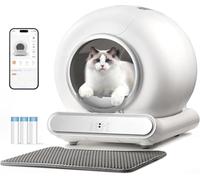 Self Cleaning Cat Litter Tray, 65 Litre Capacity - Automatic Cat Litter Tray, Odour Removal, Efficient and Odourless, App Control, Self Cleaning Litter Box for Multiple Cats