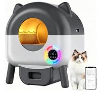 Self Cleaning Cat Litter Tray 76L Monitoring Features, App Control Automatic Cat Litter Tray, Extra-Large, 6 Ambient Lights Adjustable, Safety Detectors, Advanced Odour Control, for Multi-Cats