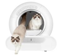 Self Cleaning Cat Litter Tray, Automatic Cat Litter Box with App Remote Control & Double Deodorization System & Data Monitoring,9.65 Inch Wide Entrance Large Space Cats Toilet Cats Under 9kg (White)