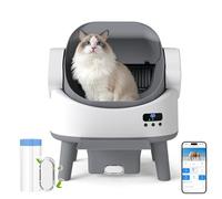 Self Cleaning Cat Litter Tray, Automatic Cat Litter Box with Smart APP Control & 9 Safety Protection, 8L Large Capacity Electric Litter Tray for Multi Cats, Includes Liners, Deodoriser & Pedestal