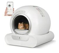 Self Cleaning Cat Litter Tray, Extra Large Automatic Cat Litter Box with App Control, Safety Protection and Lower Entry, Enclosed Odour Removal Smart Litter Tray for Multiple Cats Under 9 kg (White)