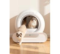Self Cleaning Cat Litter Tray with App Control, Spacious for Cats Under 9kg, Deodorization System Weight Monitoring, Smart Robot Litter Box for Multi-cats White UK