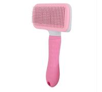 Self-Cleaning Dog Brush Cat Brush Ergonomic Design Soft Bristles M for Large and Small Dogs Cats (Pink)