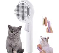 Self-Cleaning Dog & Cat Slicker Brush, Skin Friendly Deshedding Grooming Tool for Long or Short Haired Dogs Cats Rabbits, Dog Shedding Brush with Release Button (WHITE, L)